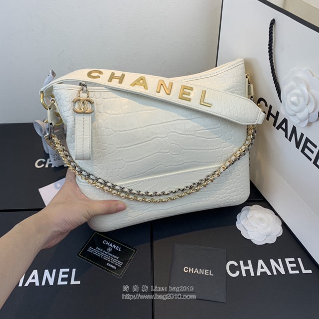 Chanel女包 91810 2019新款 Chanel Gabrielle鱷魚流浪包 皮裹鏈條 香奈爾肩背包 香奈兒流浪包  djc2622